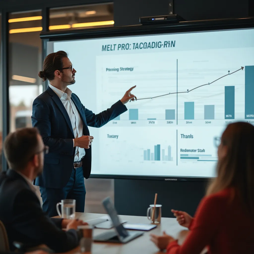 Consultor presentando estrategia a cliente