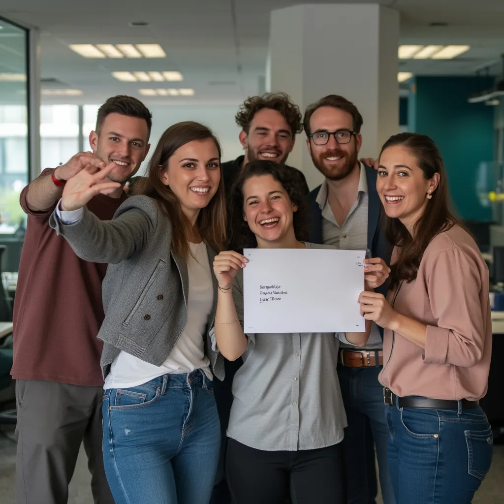 Celebración de éxito de proyecto en equipo